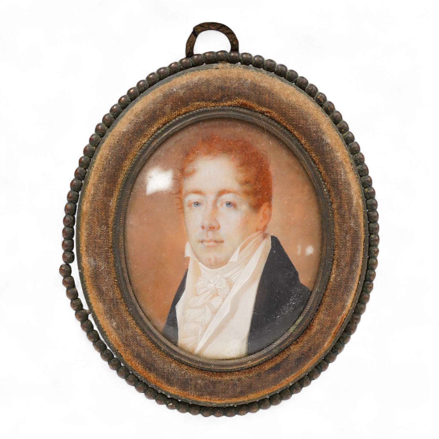 Regency School, Portrait miniature of a gentleman, oval oil on ivory, housed in a pendant frame, 5.5 x 4.5cm CITES Submission reference V7W9GEML